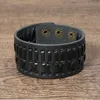 Mode noir hommes bracelet à breloques en cuir véritable tressé Punk Rock bracelets bijoux accessoires ami meilleur cadeau en gros