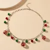 Pendentif Colliers De Luxe Rouge Vert Cloche Cristal Femmes Chocker Collier Charme Mignon Femmes Strass Bijoux Cadeau De Noël