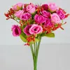 Decoratieve bloemen kransen 21 kop zijden bloem kunstmatige roos kunstmatige bruiloft boeket thuiskamer tafel decoratie