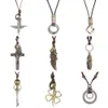 Collier pendentif croix de restauration pour femmes et hommes, pendentif de loisirs, cercle, cordon en cuir