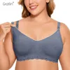 Gratlin Damskie karmienie piersią Plus Size Wirefree Bawełna Maternity Pielęgniarstwo Bra Y0925