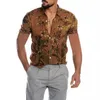 Camicie hawaiane da uomo Camicetta ampia stampata a foglie Camicia coreana casual da vacanza in spiaggia 210527