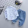 Kleidung Sets Mode Baby Jungen Mädchen Cartoon Frühling Herbst Kinder Baumwolle Hemd Hosen 2 Teile/sätze Kleinkind Casual Trainingsanzüge