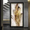 Golden Feather Affischer Entré Målning Väggkonst för vardagsrum Canvas Prints Abstrakt Bilder Modern Light Luxury Home Decor4684502