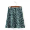 Kvinnor Dots Mini Skirt Grön Vit Saia Hög midja Faldas Sexiga Kjolar Sommar 210527