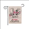 Banner vlaggen feestelijke feestbenodigdheden Home Garden Easter Flag Bunny Verticale jute huis tuinborden Spring Outdoor Decor Welkom JK2002 DRO