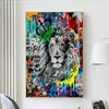 Graffiti Lion King Street Art Abstract Canvas Painting Posters On Wall Decor Art Prints Watercolour Pictures For Living Room