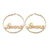Rongho Brand Metal Letter Femme Baby Hoop örhängen för Women Gold Circle Hiphop Earring Pendant Vintage Jewelry Huggie