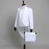 Nowy męski frak garnitur klasyczny czarny biały błyszczące klapy frak smoking ślub pan młody etap kostiumy dla piosenkarzy czteroczęściowy garnitur X0909