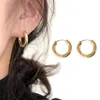 Aretes de aros 2021 tendencia joyas de moda acero inoxidable para mujeres anillo perforante geometría de metal dolte de oro Huggie