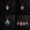 Necklaces & Pendants Jewelry Colorf Fish Shape Crystal Natural Stone Pendant Women Druzy Gold Color Chain Onyx Necklace For Female Drop Deli