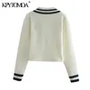 Women Fashion With Metal Buttons Cropped Knitted Cardigan Sweater Vintage Long Sleeve Female Outerwear Chic Tops 210416