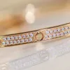 A Designer C arter V gold Luxury quality punk band bracelet with two lines diamond in 18k rose plated and platinum color for women mother wedding jewelry gift have box PS