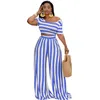 Women's Two Piece Pants Designers Women Clothes 2023 fashion open navel striped wide leg pants two-piece suit Recommend