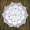 Umbrellas Household Sundries Home & Garden Sun Umbrella Cotton Embroidery Bridal White Ivory Lace Parasol Decorative For Wedding Drop Delive