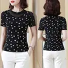 Casual Polka Dot Mesh Tops Plus Taille 4XL Pull Imprimer Vêtements Femmes Été Chemises à manches courtes Blusas 9157 50 210521