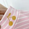 Sonbahar Kış Çocuk Erkek Kız Çizgili Fesherler Bebek Kız Pamuk Uzun Kollu T-shirt Çocuk Yumuşak Pijama