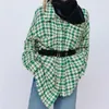 Aelegantmis Vintage Pockets Oversized Plaid Tweed Jas Damesmode Revers Kraag Jas Vrouwelijke Losse Bovenkleding Korea 210607