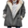 Vestes Femmes Mode Femme Veste Automne Hiver Manteau Chaud Solide Hauts À Capuche Mi-longueur En Cuir PU Rembourré Survêtement Coupe-Vent Cardigan Tissu