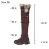 Warm Snow Boots Women Winter Shoes Suede Knee High Ladies Fashion Low heels Fur Plush Long Female 220105