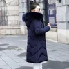 Giacca invernale di moda europea nero donna grande in pelliccia con cappuccio grosso giù parka giacca femminile calda inverno cappotto invernale per le donne 210928