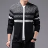 Browon Coreano Clotnes Wintersmart Casual Tricotado Retalhamento Cardigan Moda Grosso Zipper Up Homens Camisola de Roupa