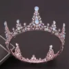 Baroque Reine Roi Tiara Couronne De Mariée Coiffure De Mariage Opale Rose Or Couleur Diadèmes et Couronne Robe De Mariée Accessoires De Cheveux X0625