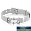 Bracelet en acier inoxydable pour hommes et femmes, ensemble de bracelets en maille, breloque en forme de cœur en cristal, Bracelet fin pour amoureux des femmes