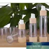 Bouteilles de stockage Bocaux Bambou écologique 20ml 30ml 50ml 120ml Pompe à vide sans air vide pour le maquillage Crème Sérum Lotion Soins de la peau 10pcs / lot Prix usine conception experte