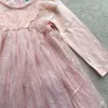 CC pink 1-6Y baby girl splicing tulle lace dress infant toddler princess tutu flying sleeve party children guaze clothing 210529