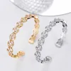 Top Quality Geometric Multi-fila Full Cubic Zirconia Bangle Ring Set per le donne Dubai Bridal Hand Bangles Placcatura in oro Q0720