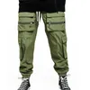 Spring Casual Men's Loose Large Size Fashion Multi Bag Overalls Drawstring Small Leg Sports Pants