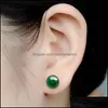 Boucles D'Oreilles Bijoux Rond Naturel Vert Calcédoine Boucle D'oreille Femme Cuivre Plaqué Rouge Noir Pierre Cristal Vintage Mariage Drop Delivery 2021