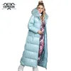 CEprask moda casaco de inverno mulheres x-long de alta qualidade grossa algodão parkas com capuz outerwear quente faux peles mulher jaqueta 211018