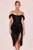 Casual Dresses Off Shoulder Sexig Strapless Split Corset Satin Fashion 2021 Bodycon Dress Women Party Night Club Elegant
