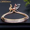 Zircons Adjustable Bracelet Bangle For Women Captivate Bar Slider Brilliant CZ Rose Gold Color Jewelry