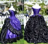 Готические викторианские свадебные платья с плеча фиолетовые и черные принцессы на шнуровке Корсет свадебные платье с принципами плюс размер халат де Марие плюс размер
