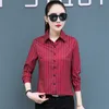 Корейский мода шифон женщины блузки осень офис леди рубашки с длинным рукавом воротник блузка плюс размер XXXL / 5xL черные вершины 210531