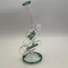 2021 Glazen waterpijp 11 tot 14 inch groene waterpijpglas Bong Dabber Rig Recycler Pijpen Water Bongs Rookpijp 14,4 mm Vrouwelijke gewricht met kwartsbanger