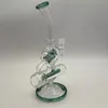 2022 Nowy Design 11 do 14 cali Zielony Szkło Szkło Bong Dabber Rig Rury Recyklela Wody Bongs Rura dymu 14,4mm Złącze żeńskie z kwarcowym banger