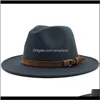 Stingy Brim Hats Caps Hats, Scarves & Gloves Fashion Aessorieshigh Quality Ladies Autumn Winter Simple Hat Suede Leather Fedora British-Styl