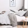 100% coton rayures ensembles de housse de couette ensemble de literie simple avec taies d'oreiller simple Double reine King Size couette literie 210615