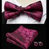 Bow Ties Classic Black For Men 100% Silk Butterfly Tie Pocket Square Cufflinks Suit Set Floral Gold Bowties Donn22