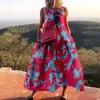 Frauen Kleid Ärmelloses Gedruckt Böhmen Sexy Lange Druck Floral Maxi es Sommer Mode Plus Größe Strand es 210524