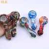4.3 inch mini water pipes pattern design silicone bongs glass oil burner for smoking tobacco hand pipes Hookah accessories 420