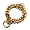 12-36 13/15 / 19mm Wide Heavy 316L Stainlesteel Gold Tone Cubaanse Curb Link Training Choke Chain Pet Dog Collar voor Big Dog X0509
