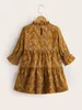 Kleinkind Mädchen Kleid aus Cord mit Blümchenmuster und Volantärmeln und Rüschensaum SIE