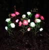 LEDソーラー3ヘッドローズフラワーライト防水池の庭の装飾の風景装飾的な家の屋外芝生ランプ2本/ロットYL605