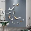 Luz Luxo Living Sala Decoração de Parede Pendurado 3D Peixe Tridimensional Pendurado Decoração Novo Chinês TV Fundo 210414