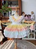 Baby Girl Summer Rainbow Vintage Spanish Turkish Palace Ball Gown Lolita Princess Dress for Birthday Party Holiday Casual G1129